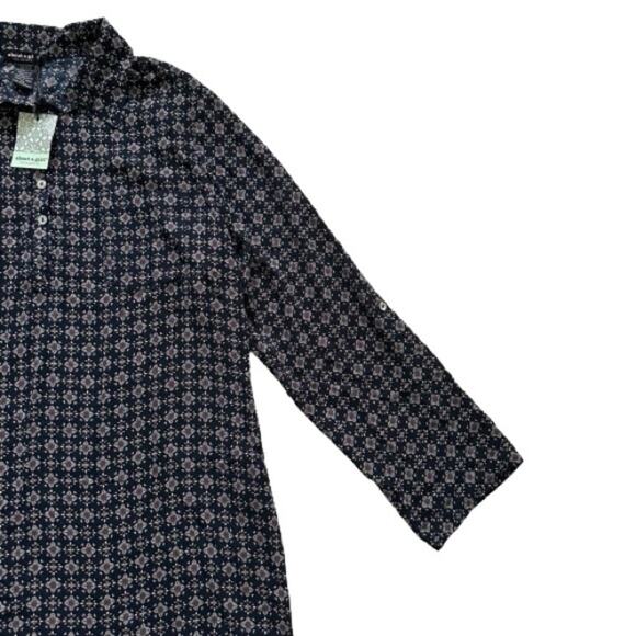 About A Girl Blue Lavender Floral Button Tab Sleeve Blouse Top Size XL NEW - Picture 10 of 13